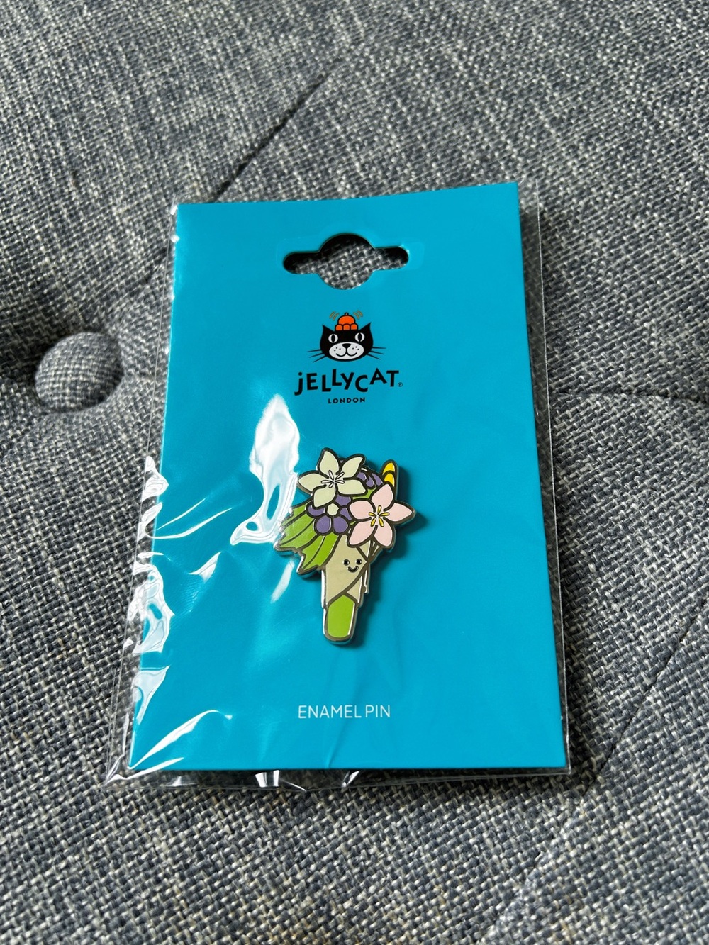 Authentic Jellycat hand tied bouquet Enamel Pin- Brand new on original card